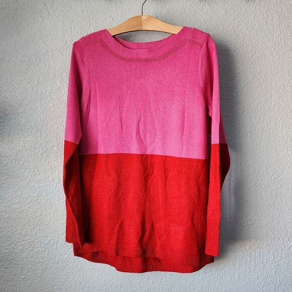 Apt. 9 festive two color block long sleeve sweater - Picture 1 of 11